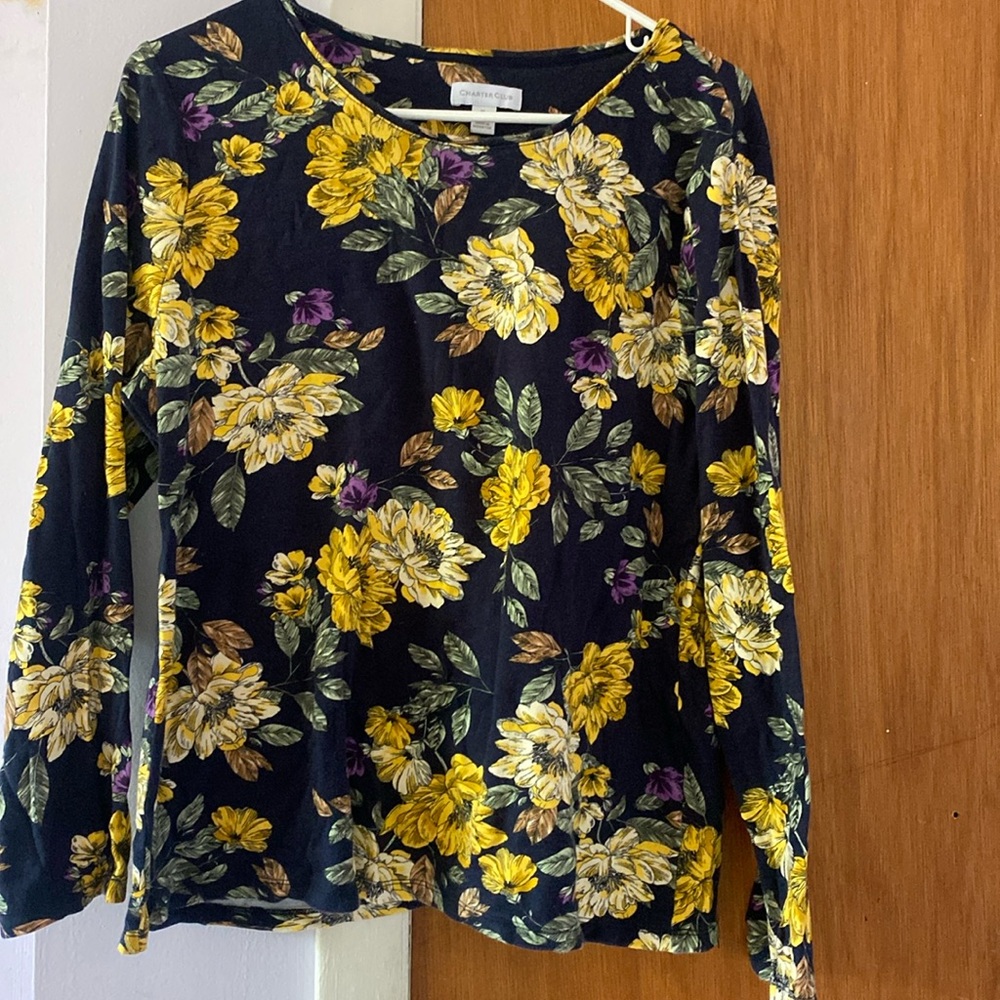 Navy blue with yellow flowers Charter Club